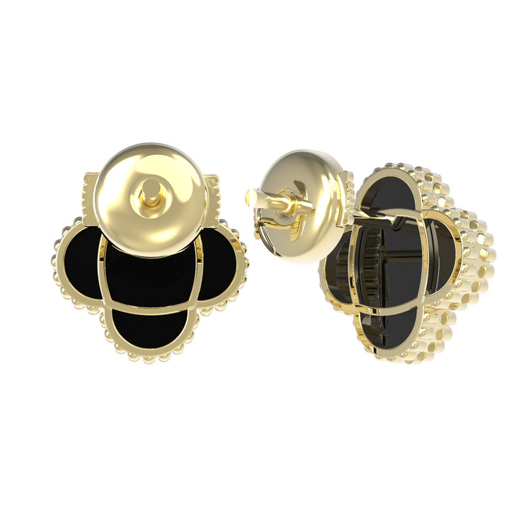 Серьги из лимонного золота c ониксом