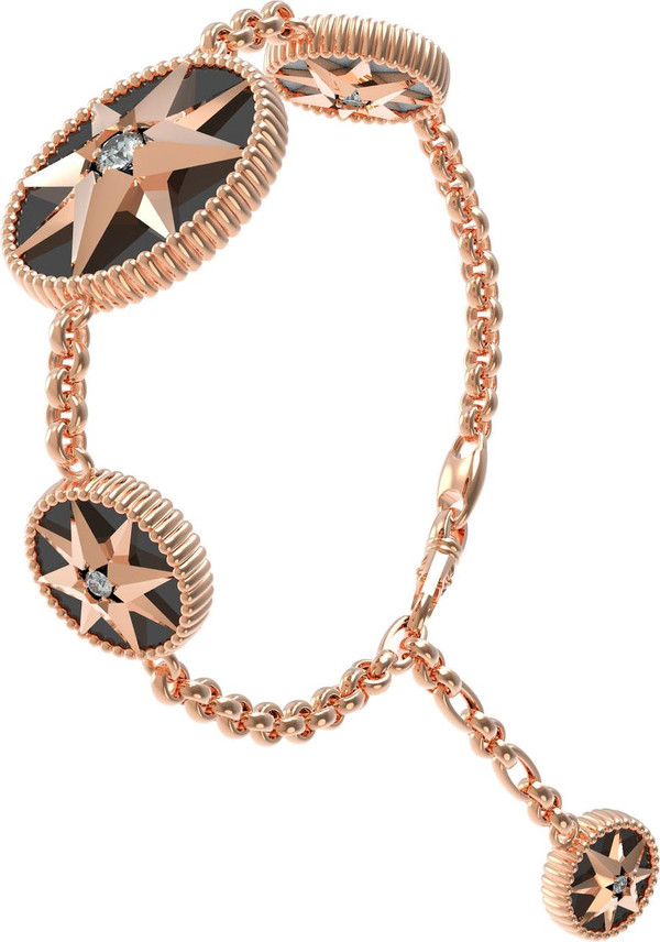 Браслет из золота c фианитом, ониксом и перламутром