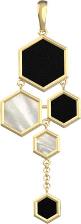 Подвеска из лимонного золота c ониксом и перламутром