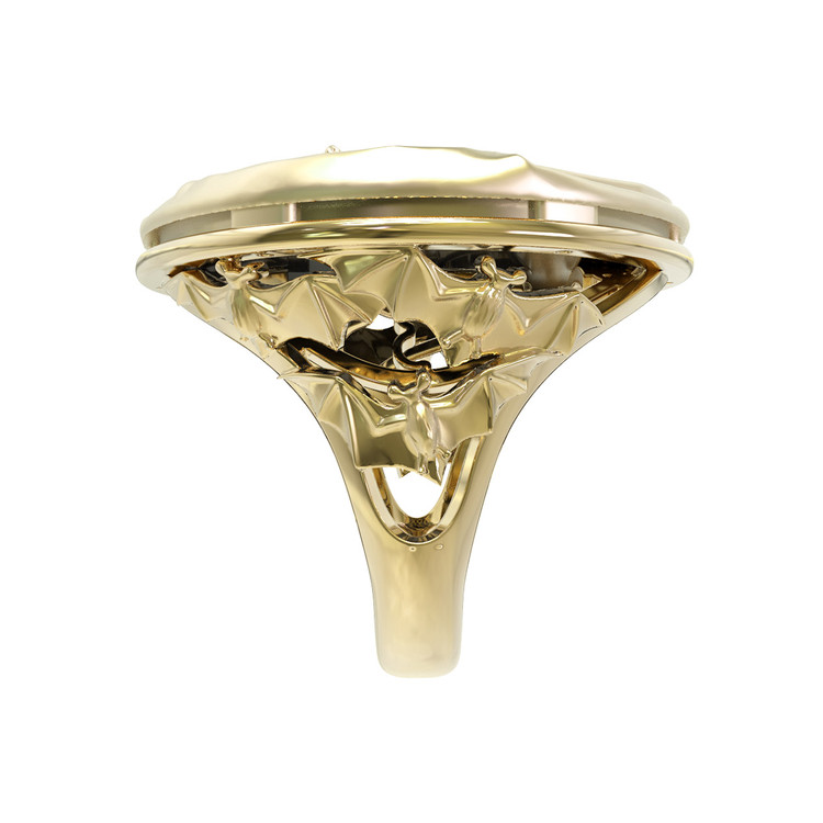 Кольцо из лимонного золота c эмалью и ониксом