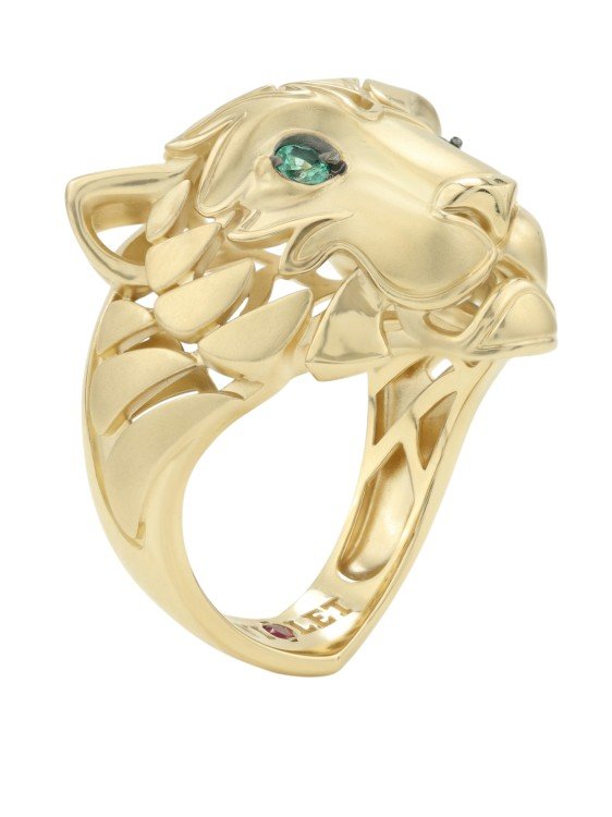 Кольцо из лимонного золота c изумрудом и рубином