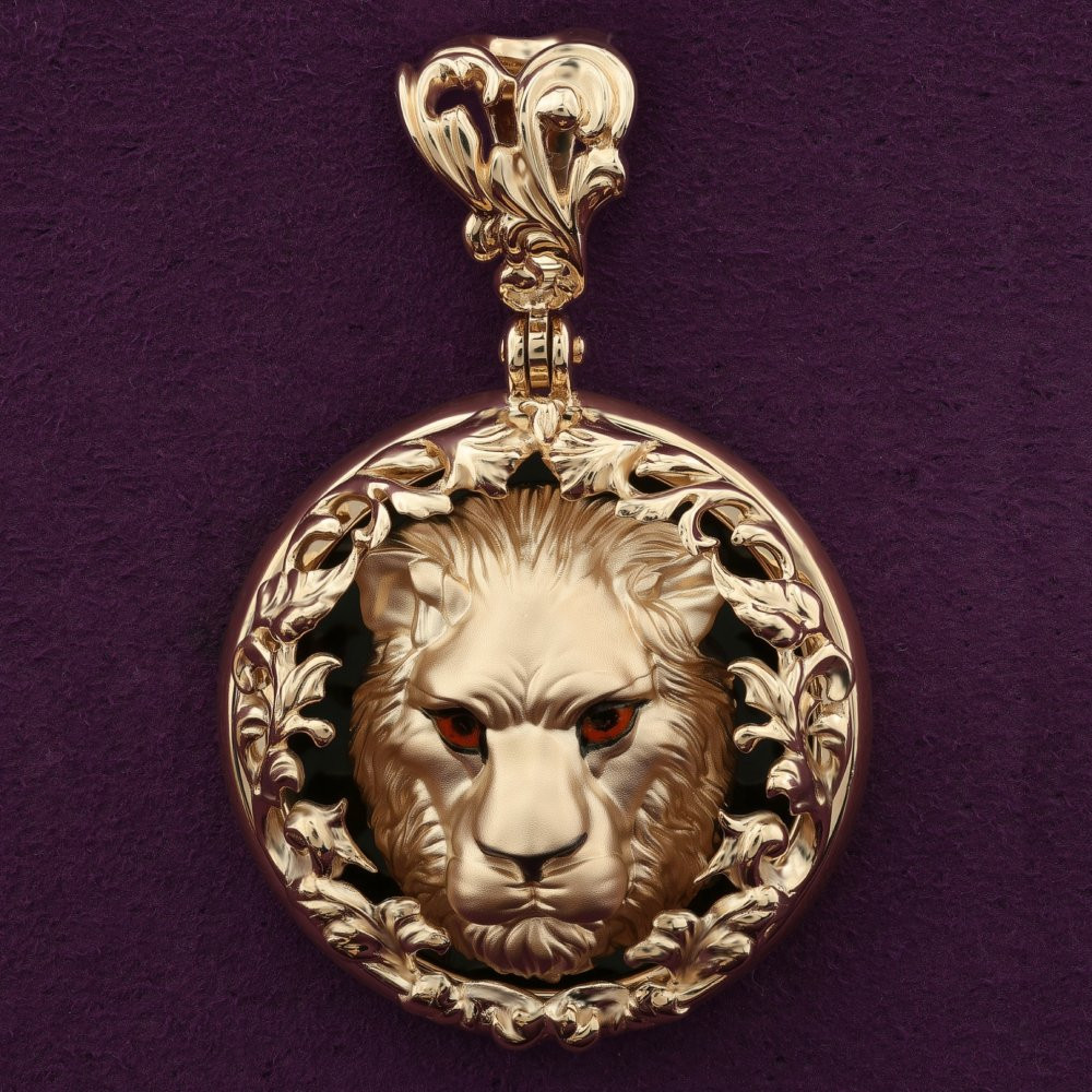 Подвеска из золота c эмалью и ониксом