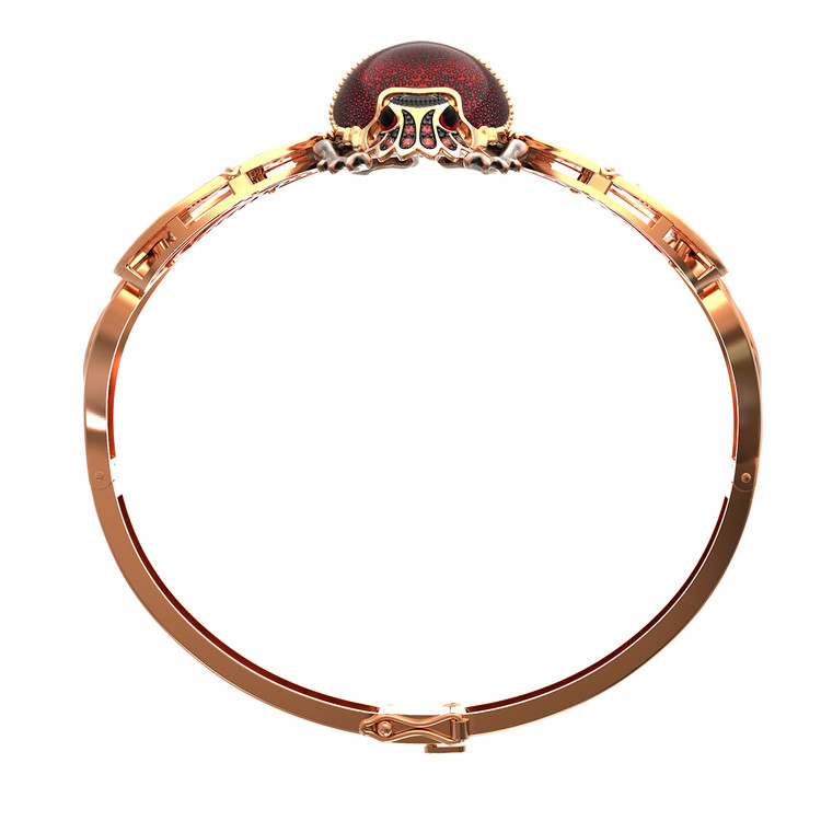 Браслет из золота c эмалью, фианитом, гранатом и эмалью