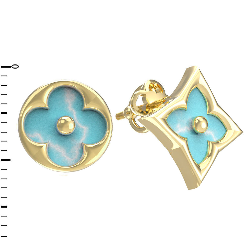 Серьги из лимонного золота c бирюзой