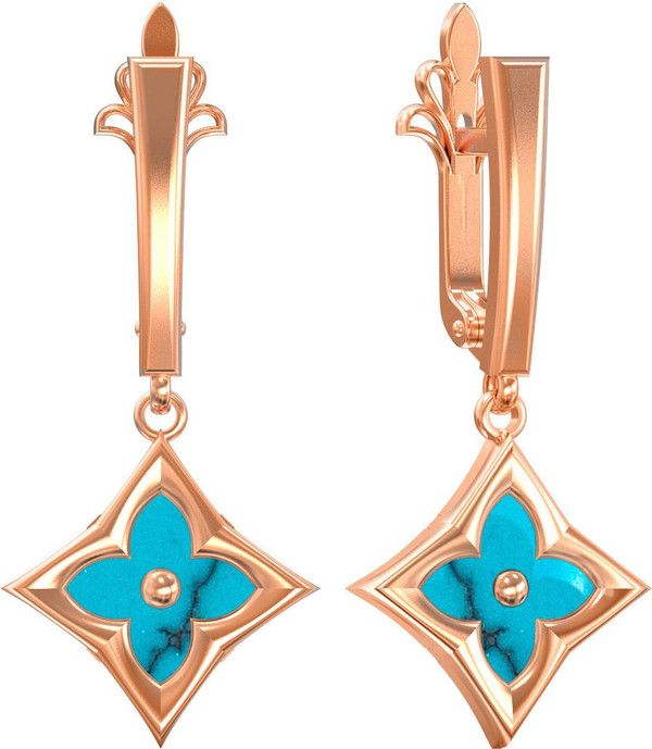 Серьги из золота c бирюзой