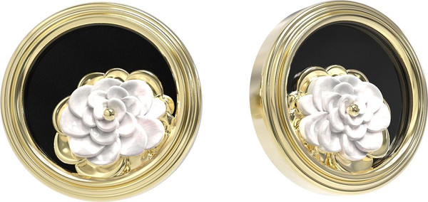 Серьги из лимонного золота c ониксом и перламутром