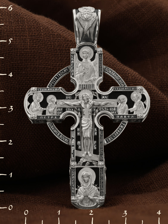 Крест из белого золота c эбеновым деревом