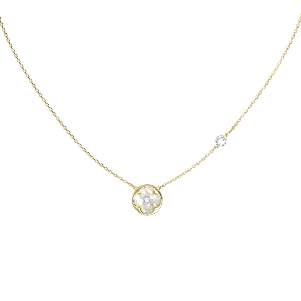 Колье из лимонного золота c бриллиантами и перламутром