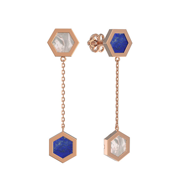 Серьги из золота c лазуритом и перламутром