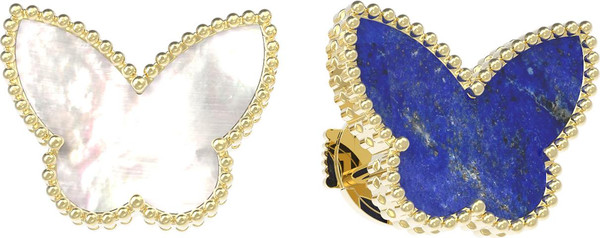 Серьги из лимонного золота c лазуритом и перламутром