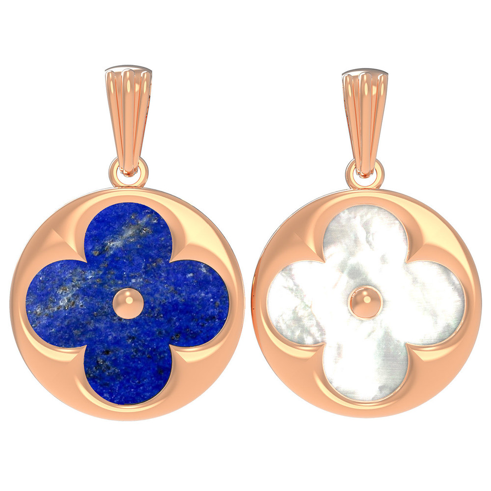 Подвеска из золота c лазуритом и перламутром