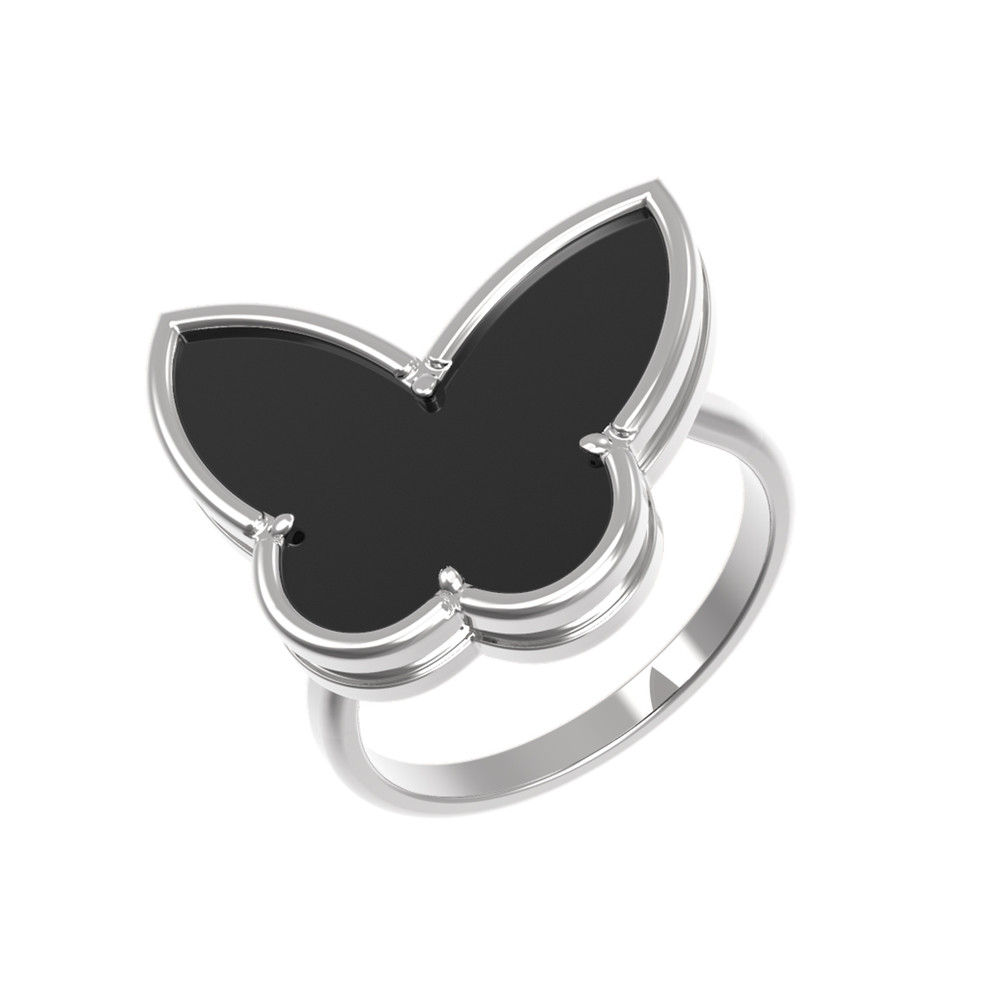 Кольцо из белого золота c ониксом