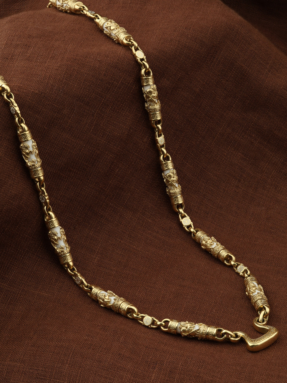 Цепь из лимонного золота c эмалью и бивнем мамонта