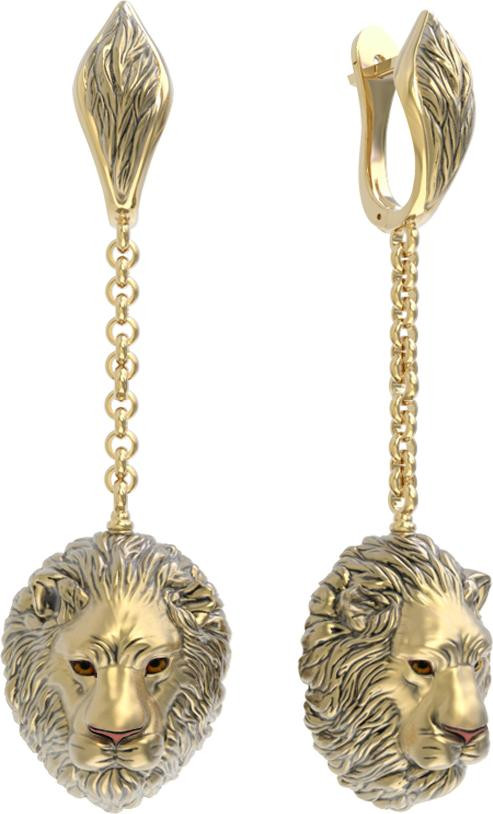 Серьги из лимонного золота c эмалью