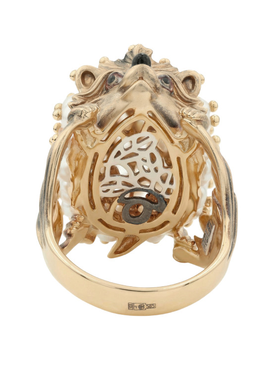 Кольцо из золота c эмалью и жемчугом