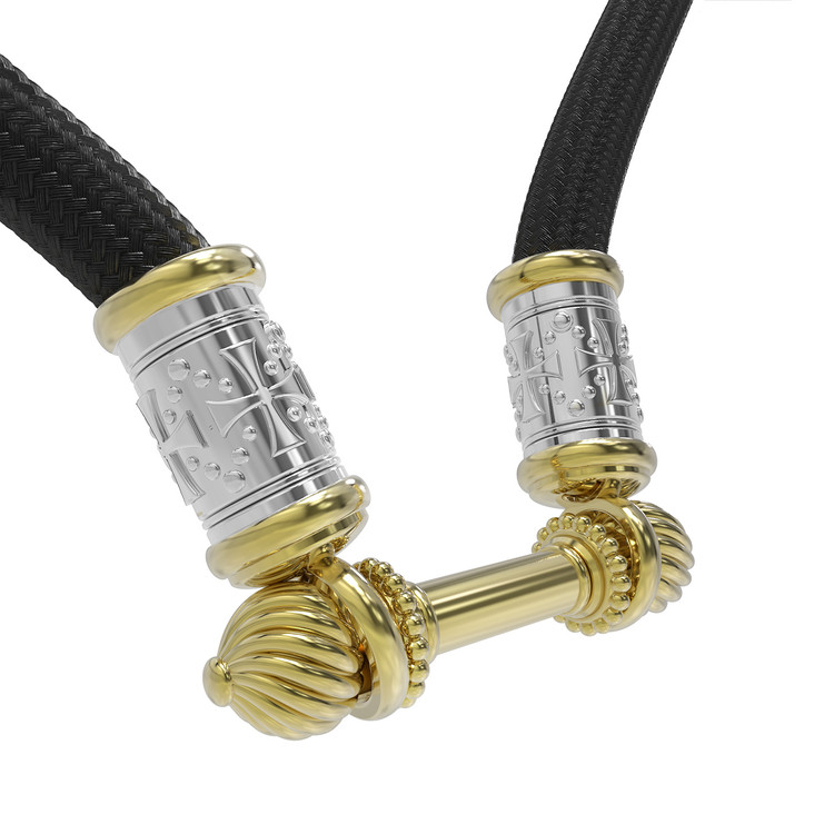 Шнурок шёлковый из лимонного золота c шёлковым шнурком