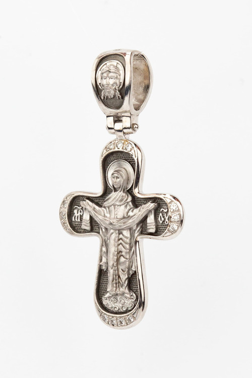 Крест из белого золота c бриллиантами
