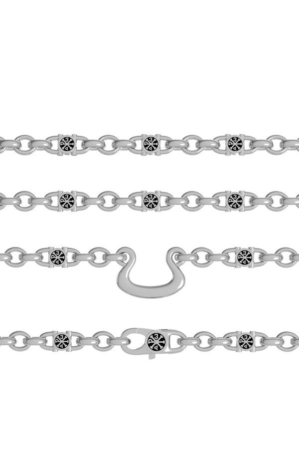 Цепь из белого золота c эмалью