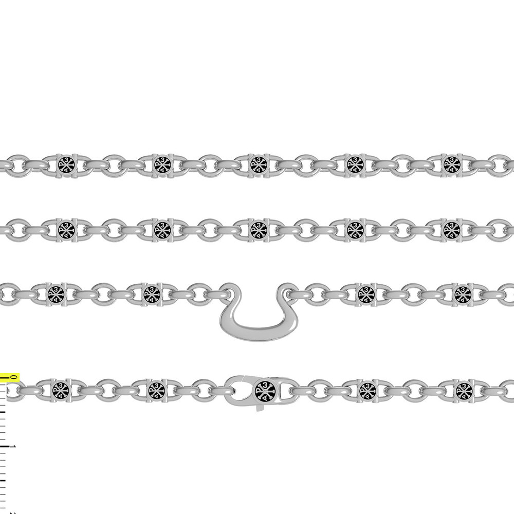 Цепь из белого золота c эмалью