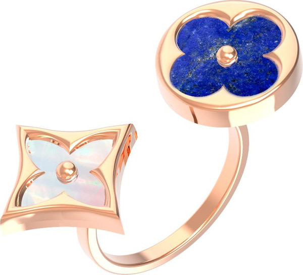 Кольцо из золота c лазуритом и перламутром