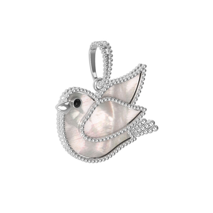 Подвеска из белого золота c эмалью и перламутром