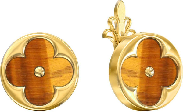 Серьги из лимонного золота c тигровым глазом