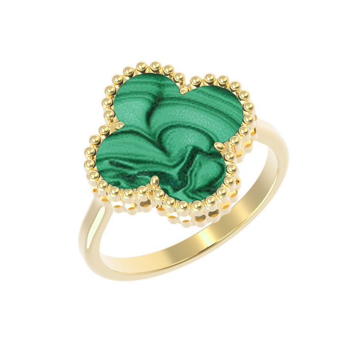 Кольцо из лимонного золота c малахитом