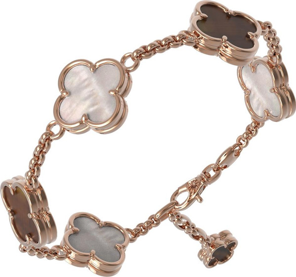 Браслет из золота c тигровым глазом и перламутром