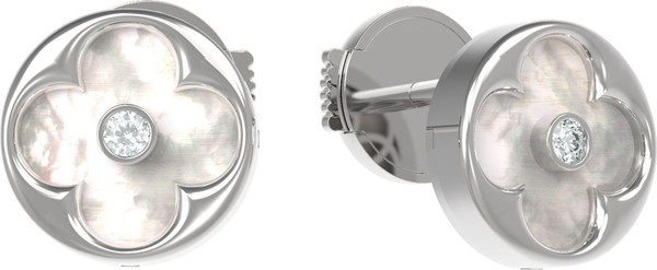 Серьги из белого золота c бриллиантами и перламутром