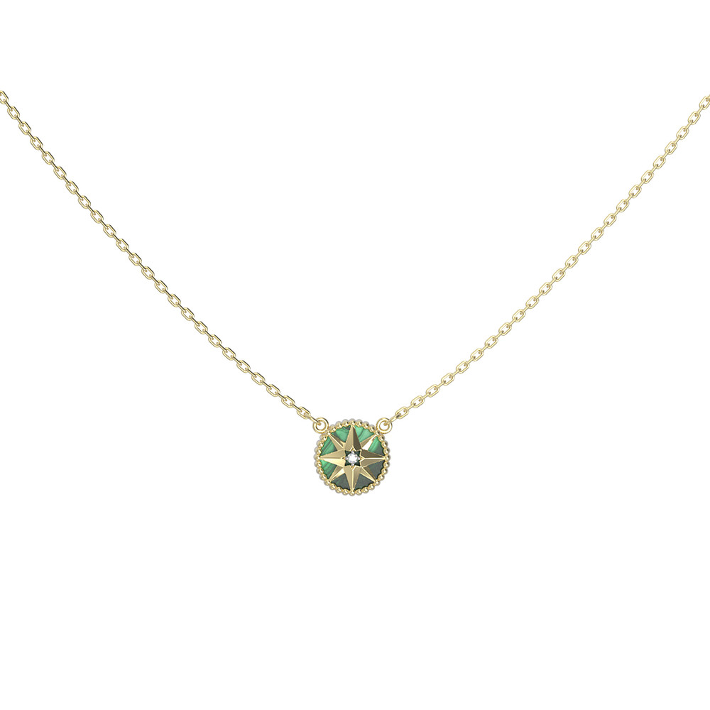 Колье из лимонного золота c бриллиантами и малахитом