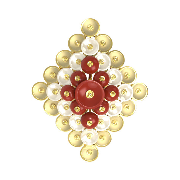 Подвеска из лимонного золота c агатом и перламутром