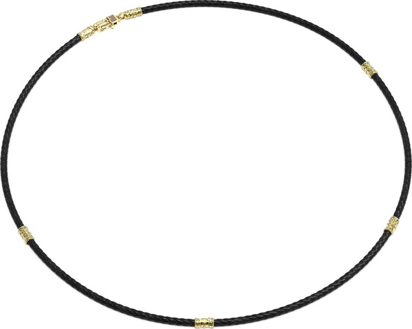 Гайтан из лимонного золота c кожаным шнурком