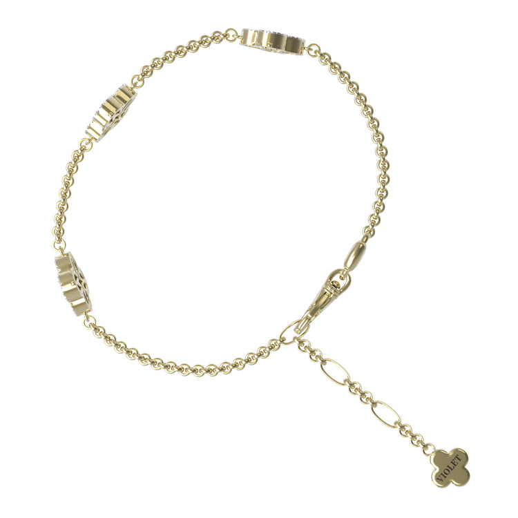 Браслет из лимонного золота c бриллиантами, ониксом и перламутром