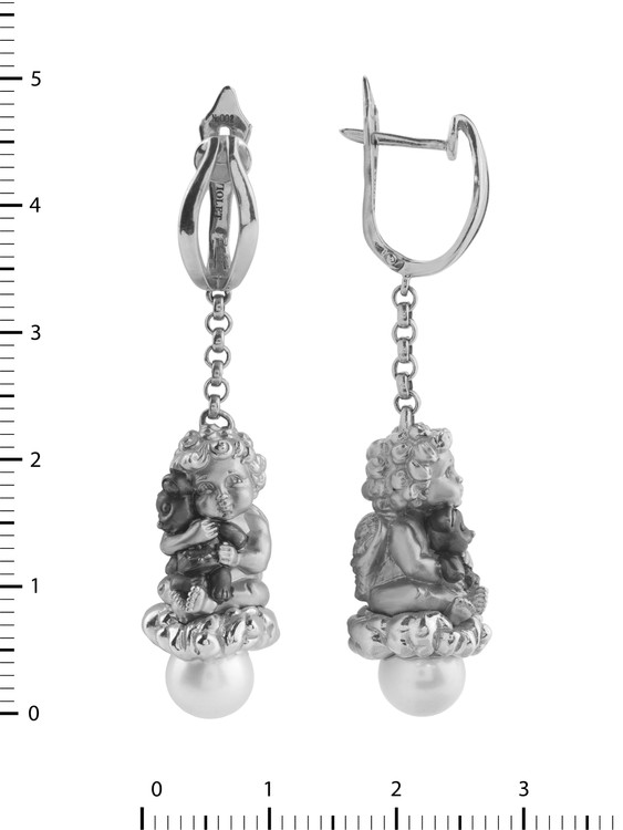 Серьги из белого золота c жемчугом