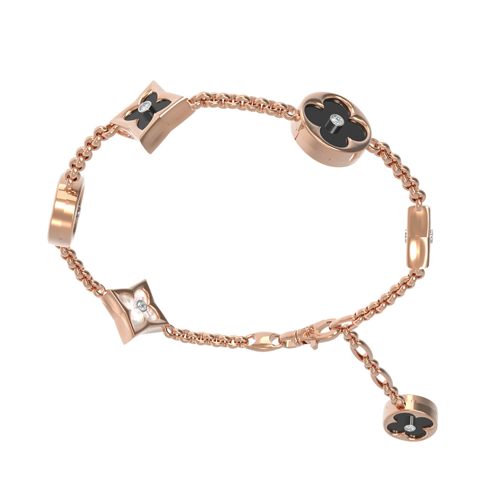 Браслет из золота c бриллиантами, ониксом и перламутром