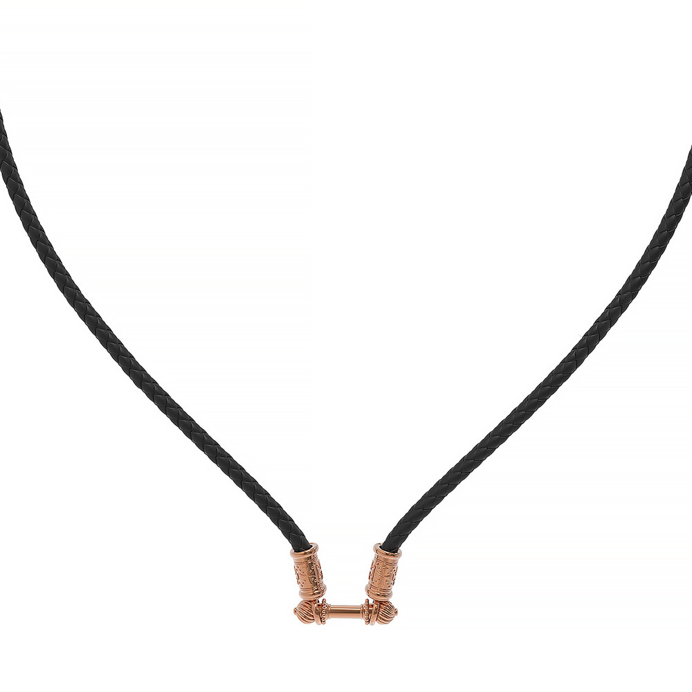 Гайтан из золота c кожаным шнурком