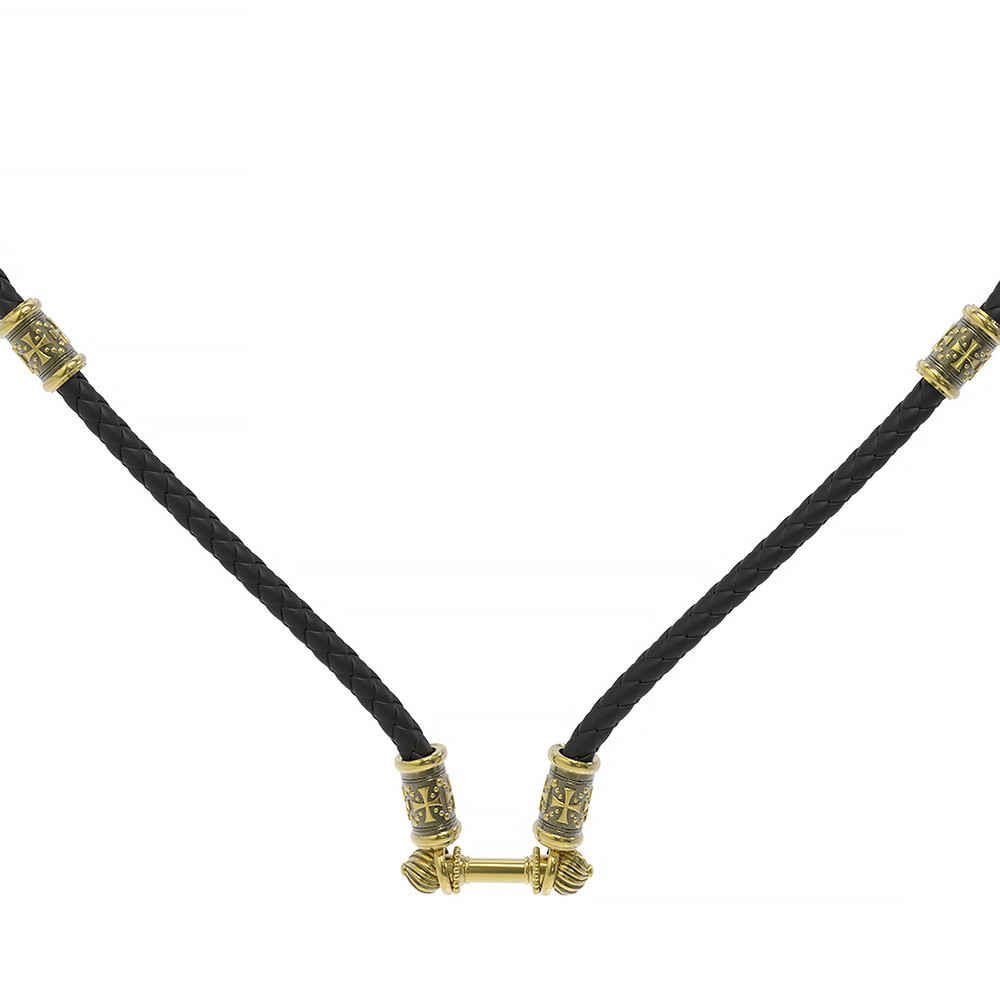 Гайтан из лимонного золота c кожаным шнурком