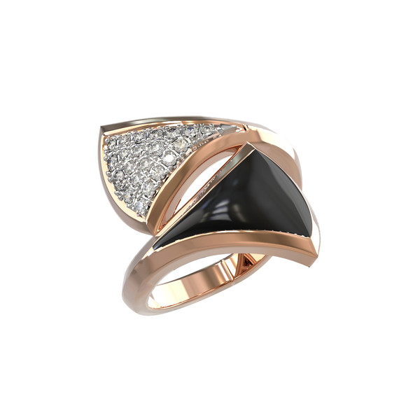 Кольцо из золота c бриллиантами и ониксом