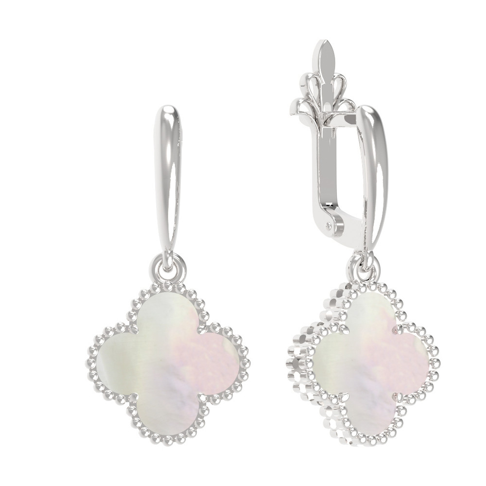 Серьги из белого золота c перламутром