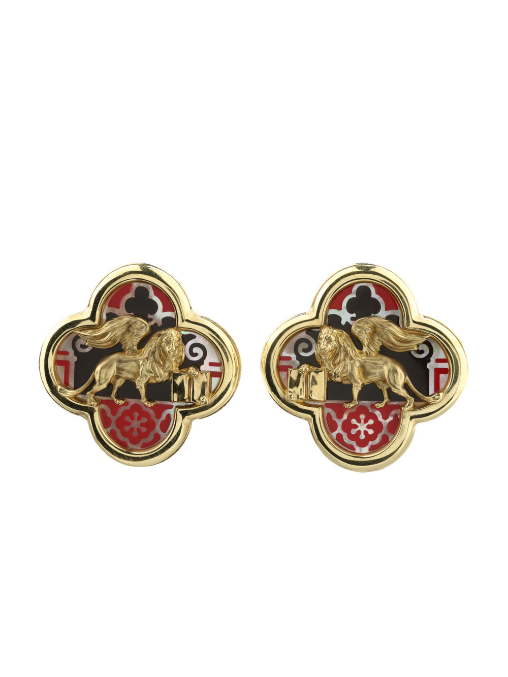 Серьги из лимонного золота c эмалью и перламутром