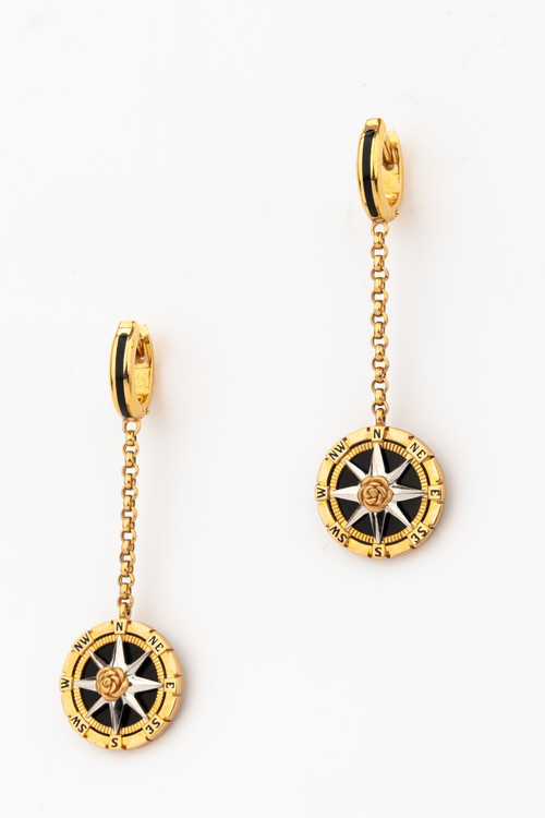 Серьги из золота c эмалью и ониксом