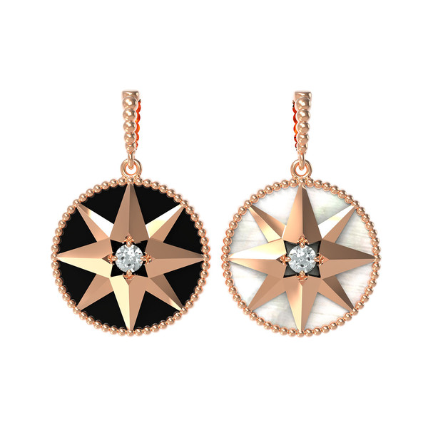 Подвеска из золота c фианитом, ониксом и перламутром