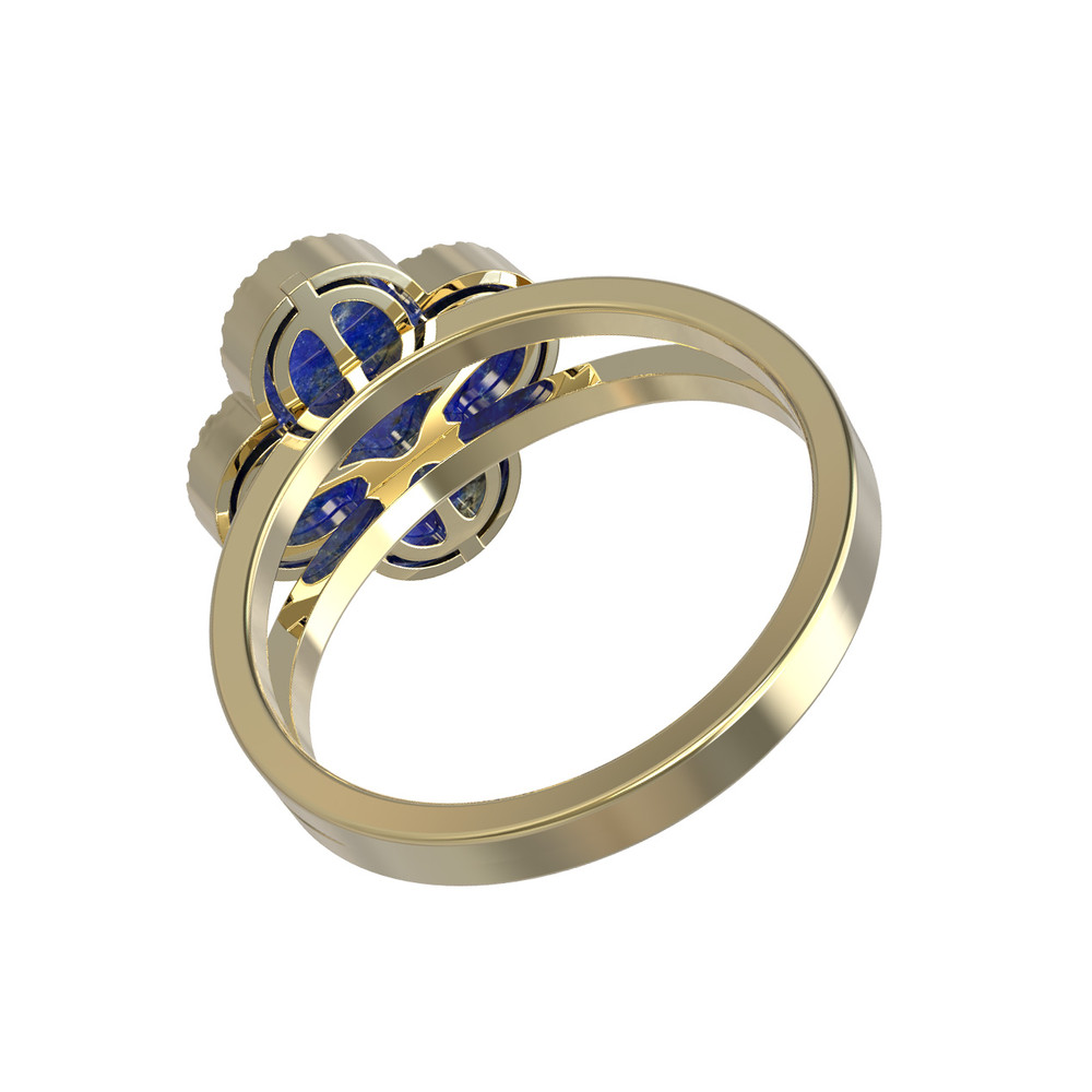 Кольцо из лимонного золота c бриллиантами и лазуритом