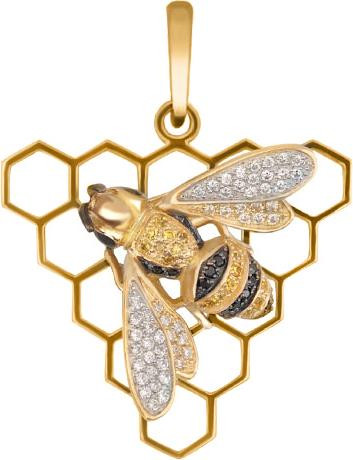 Подвеска из лимонного золота c эмалью и фианитом