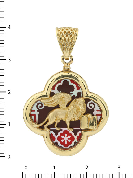 Подвеска из лимонного золота c эмалью и перламутром