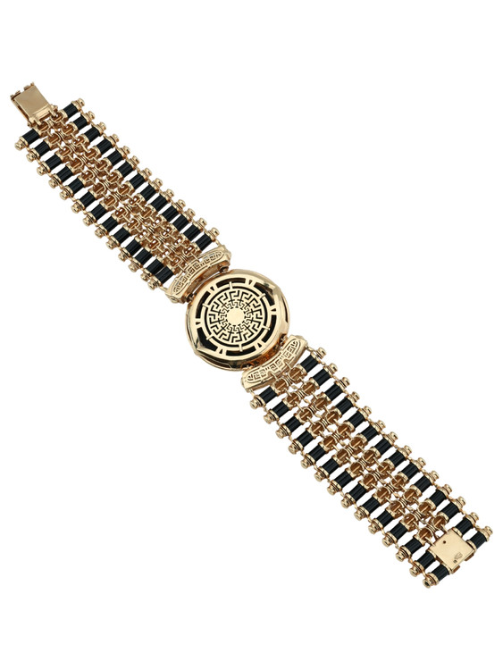 Браслет из золота c эмалью, ониксом и рубином