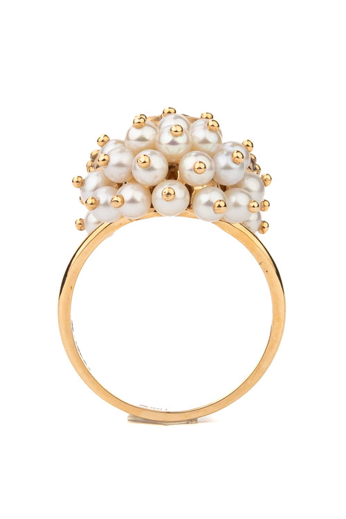 Кольцо из золота c эмалью и жемчугом