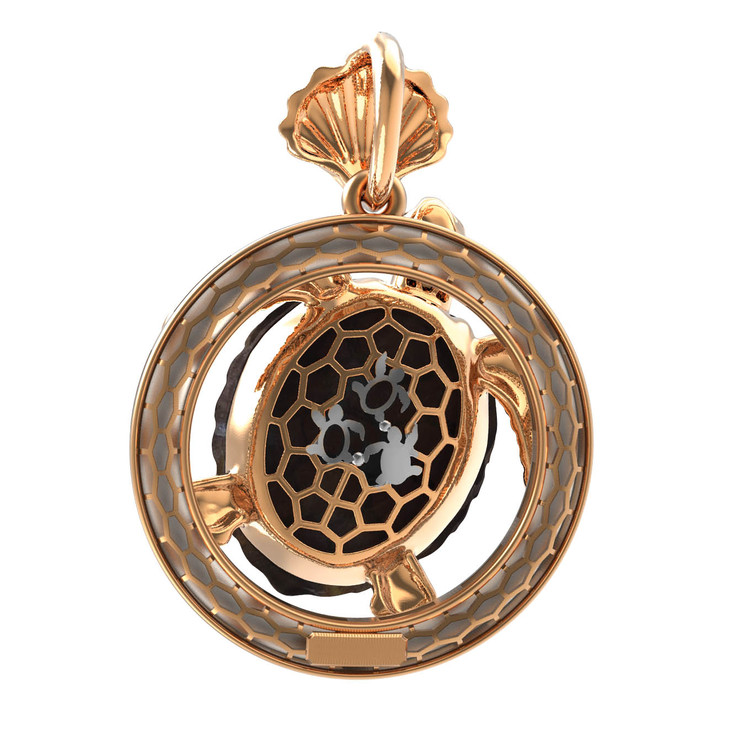 Подвеска из золота c эмалью и железным деревом