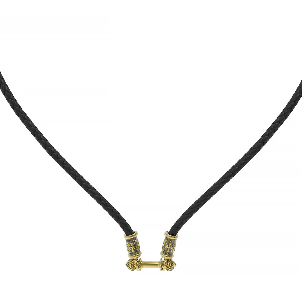 Гайтан из лимонного золота c кожаным шнурком