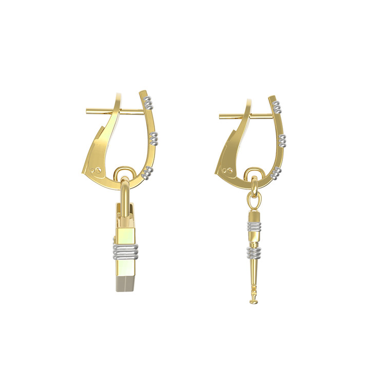 Серьги из лимонного золота c ониксом и перламутром